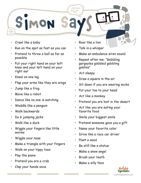 The Ultimate List Of Simon Says Ideas & FREE Printable! - Take It From Jess